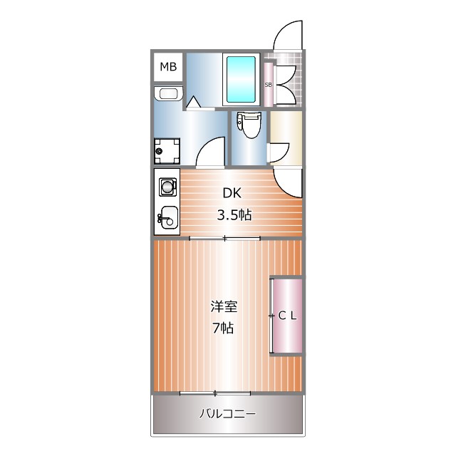 神戸市兵庫区羽坂通のマンションの間取り