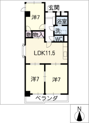 里水マンションBの間取り