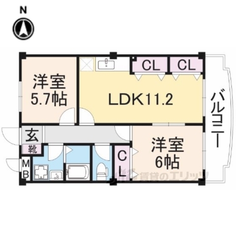 天理市前栽町のアパートの間取り