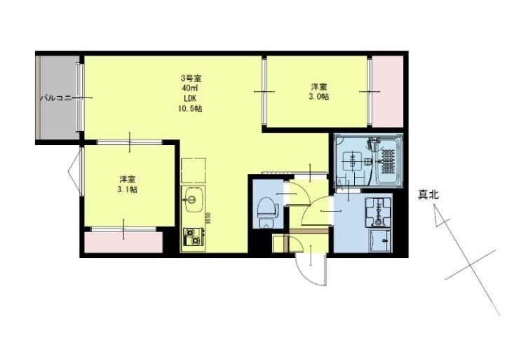 仙台市宮城野区萩野町のアパートの間取り