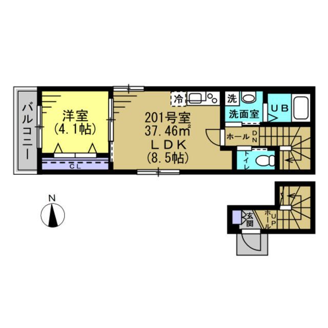 越谷市大字南荻島のアパートの間取り