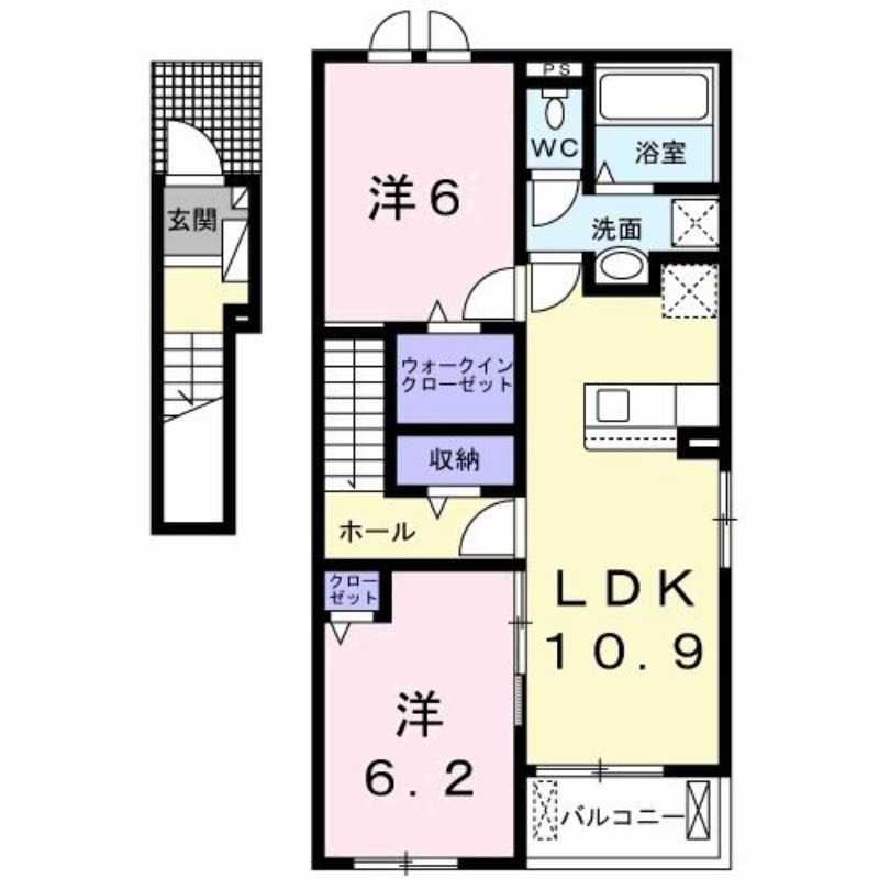 田川市大字奈良のアパートの間取り