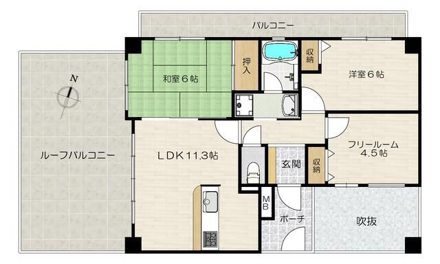 明石市材木町のマンションの間取り