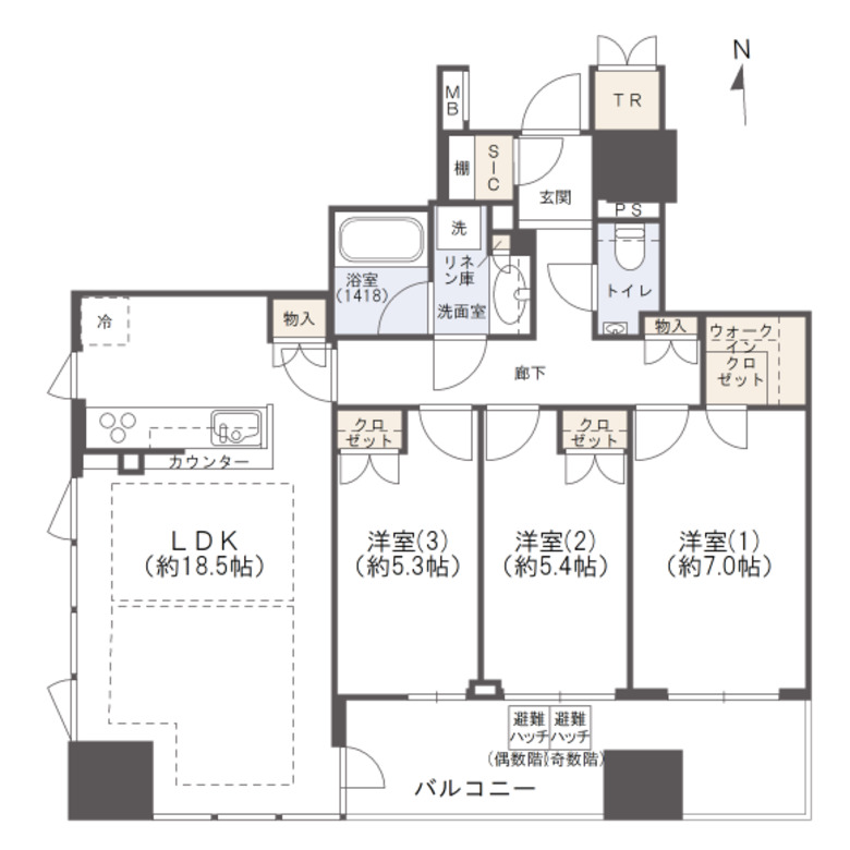 クレヴィアタワー御堂筋本町の間取り