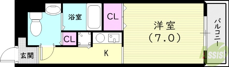 西宮市笠屋町のマンションの間取り