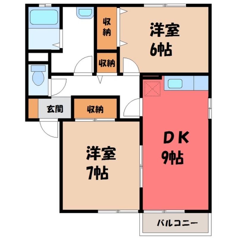 小山市大字横倉新田のアパートの間取り