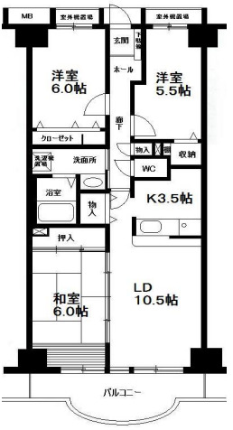 シャンティ川西5号棟の間取り