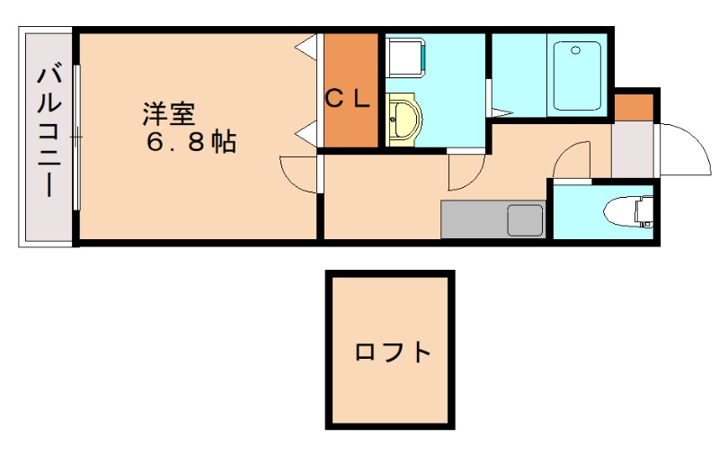 福岡市西区田尻のアパートの間取り