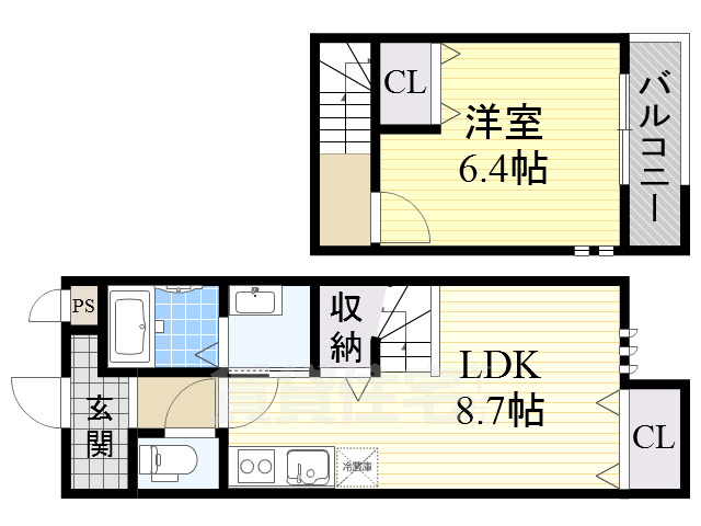 堺市北区東三国ヶ丘町のアパートの間取り