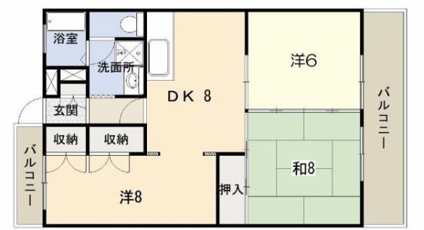 鹿児島市西陵のマンションの間取り