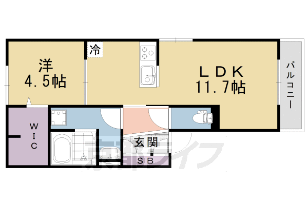 京都市伏見区向島吹田河原町のアパートの間取り