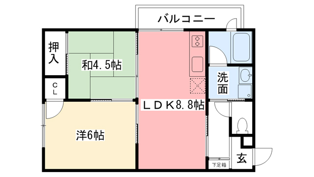 阪神本線 甲子園駅 徒歩6分 5階建 築54年の間取り写真