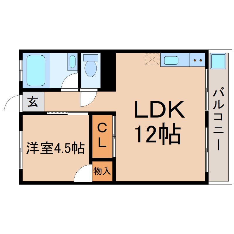 ＪＲ東海道本線 立花駅 徒歩7分 7階建 築54年の間取り写真