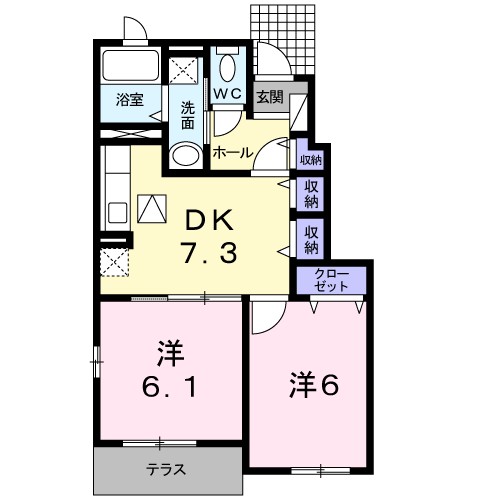 高砂市北浜町北脇のアパートの間取り