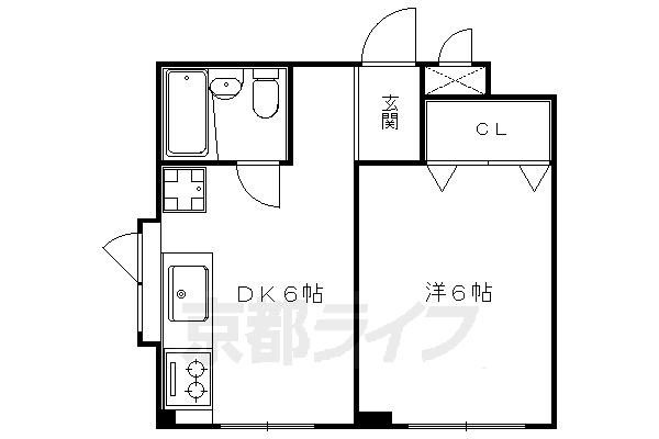 京都市左京区静市市原町のマンションの間取り