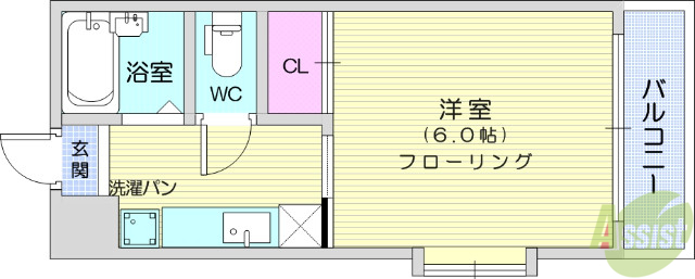 仙台市青葉区貝ケ森のアパートの間取り