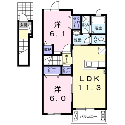 岡山県岡山市北区御津宇垣（アパート）の賃貸物件の間取り