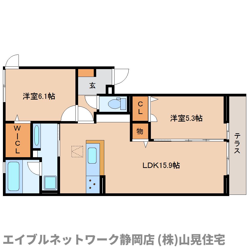 静岡市葵区北安東のアパートの間取り