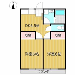 岡山市南区妹尾のアパートの間取り