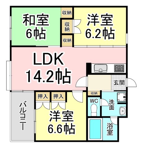 北九州市八幡西区山寺町のマンションの間取り