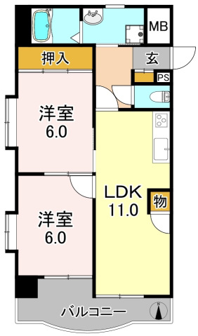 大阪市平野区平野北のマンションの間取り