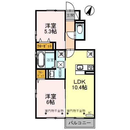 D-room利田　A棟の間取り