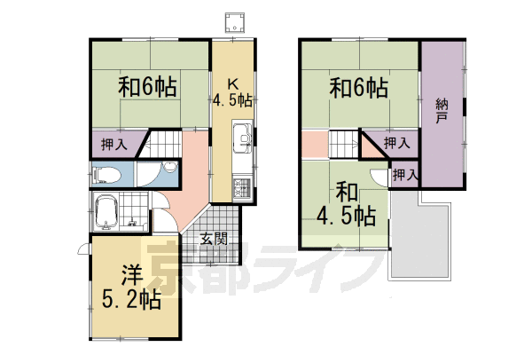 富野乾垣内貸家の間取り