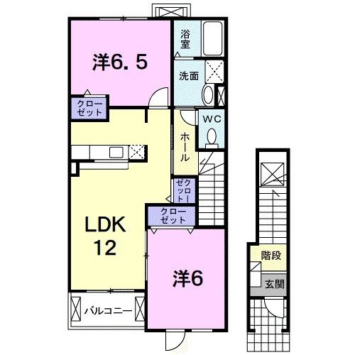 伊予市下吾川のアパートの間取り