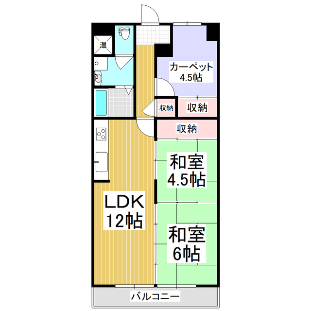 【松本市野溝木工のマンションの間取り】