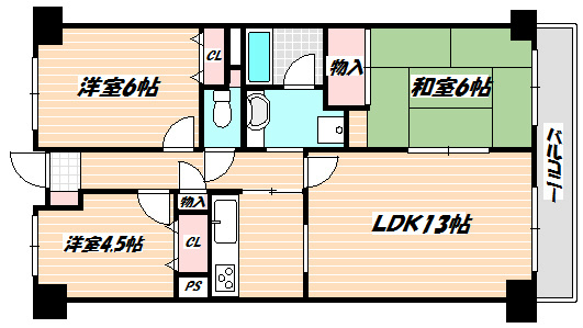 船橋市中野木のマンションの間取り