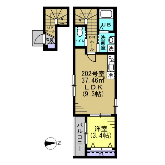 越谷市大字南荻島のアパートの間取り