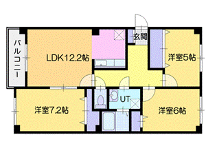 北広島市稲穂町東のマンションの間取り