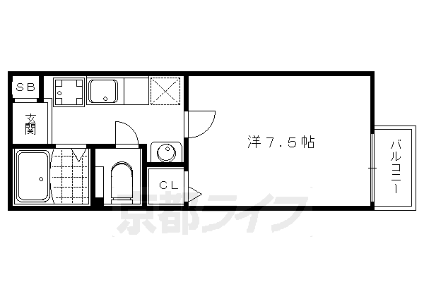 京都市左京区吉田二本松町のアパートの間取り