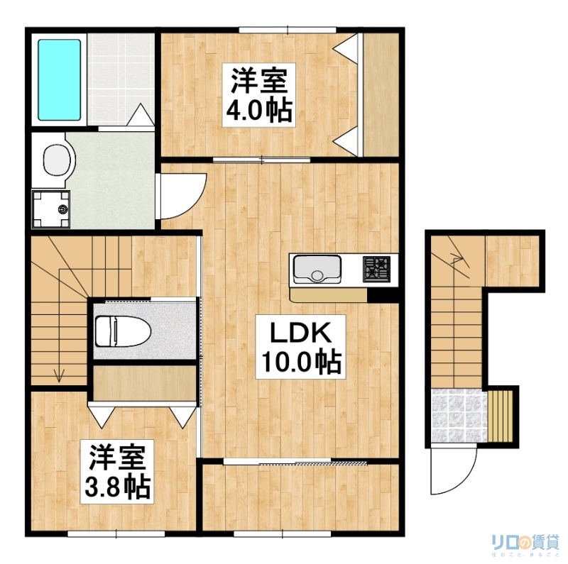 （仮称）宝塚市山本南１丁目新築アパートの間取り