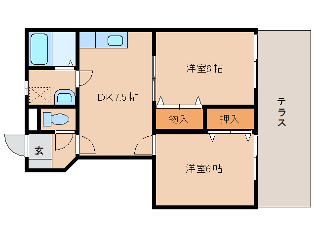 橿原市地黄町のアパートの間取り