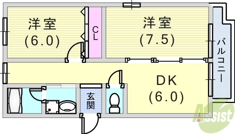 神戸市長田区滝谷町のマンションの間取り