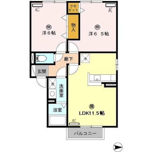 和歌山市手平のアパートの間取り