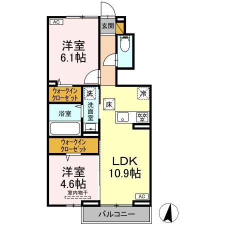 四街道市下志津新田のアパートの間取り