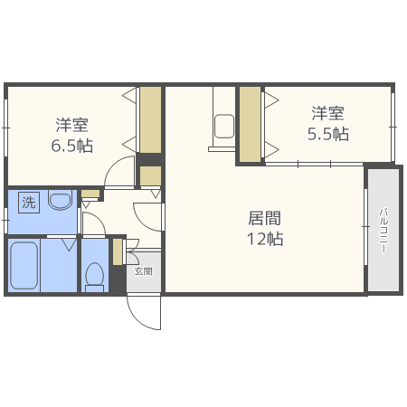 札幌市豊平区西岡二条のマンションの間取り