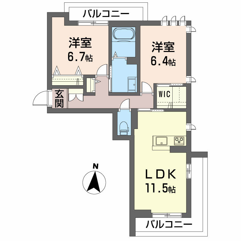 土佐市高岡町のマンションの間取り