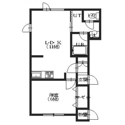 函館市鍛治のアパートの間取り