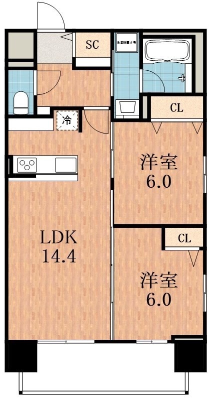 地下鉄谷町線 四天王寺前夕陽ケ丘駅 徒歩4分 12階建 築7年の間取り写真