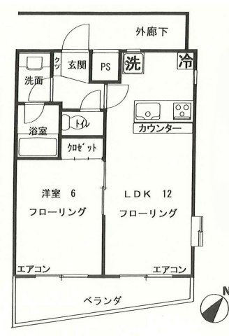 小田急線 参宮橋駅 徒歩6分 4階建 築24年の間取り写真