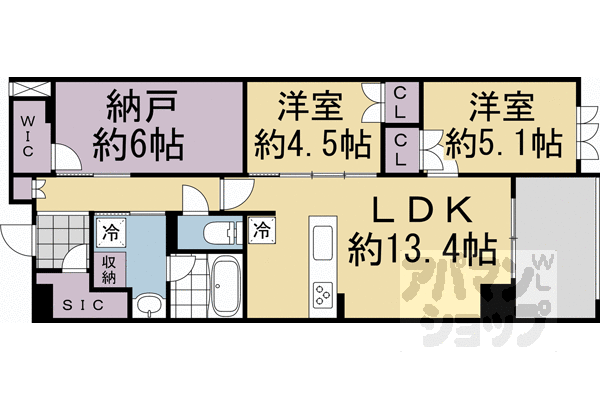 レーベン京都河原町五条ONE SUITEの間取り写真
