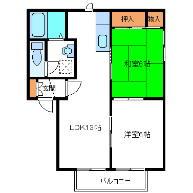 郡山市台新のアパートの間取り