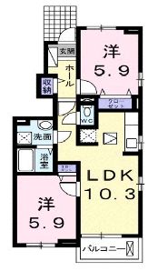 府中市中須町のアパートの間取り