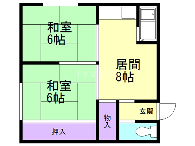 札幌市東区本町二条のアパートの間取り