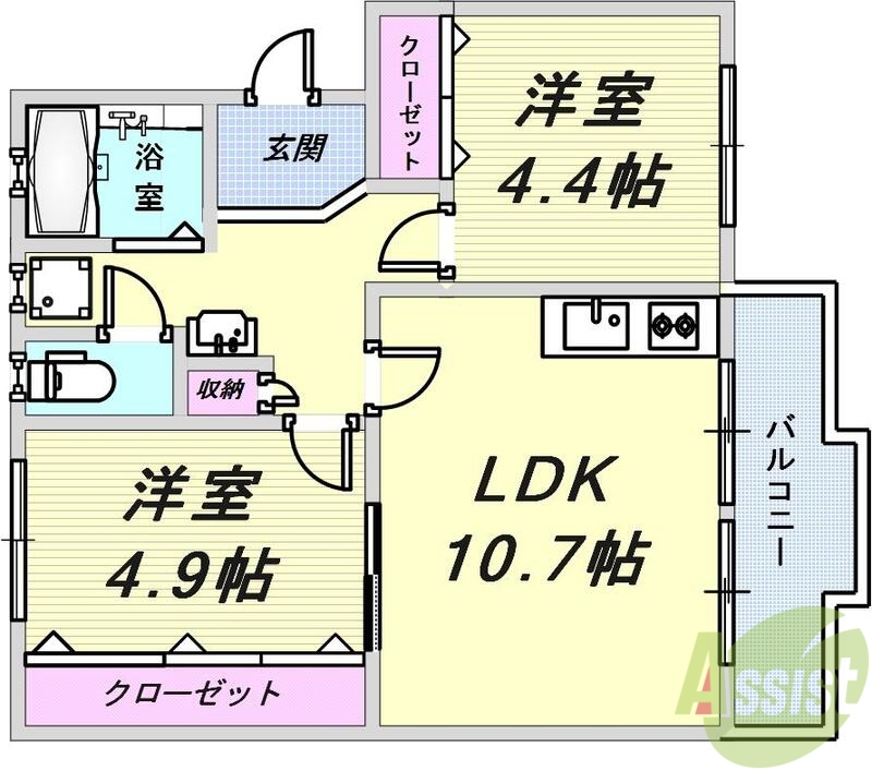 神戸市北区泉台のマンションの間取り