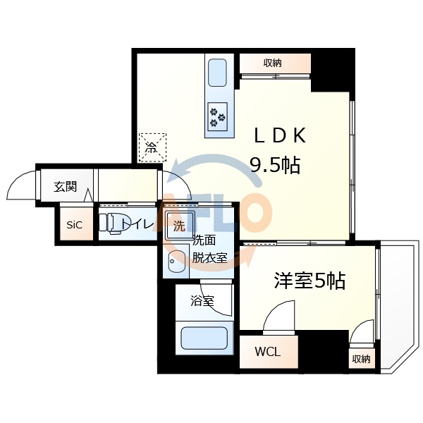 【大阪市天王寺区上汐のマンションの間取り】