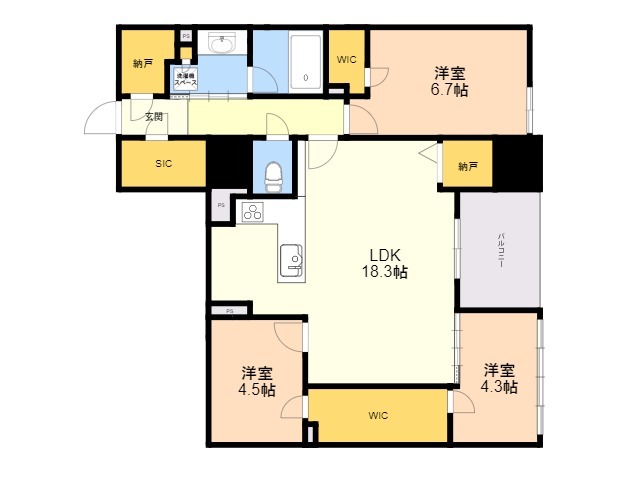 レーベン福岡天神ＯＮＥ　ＴＯＷＥＲの間取り